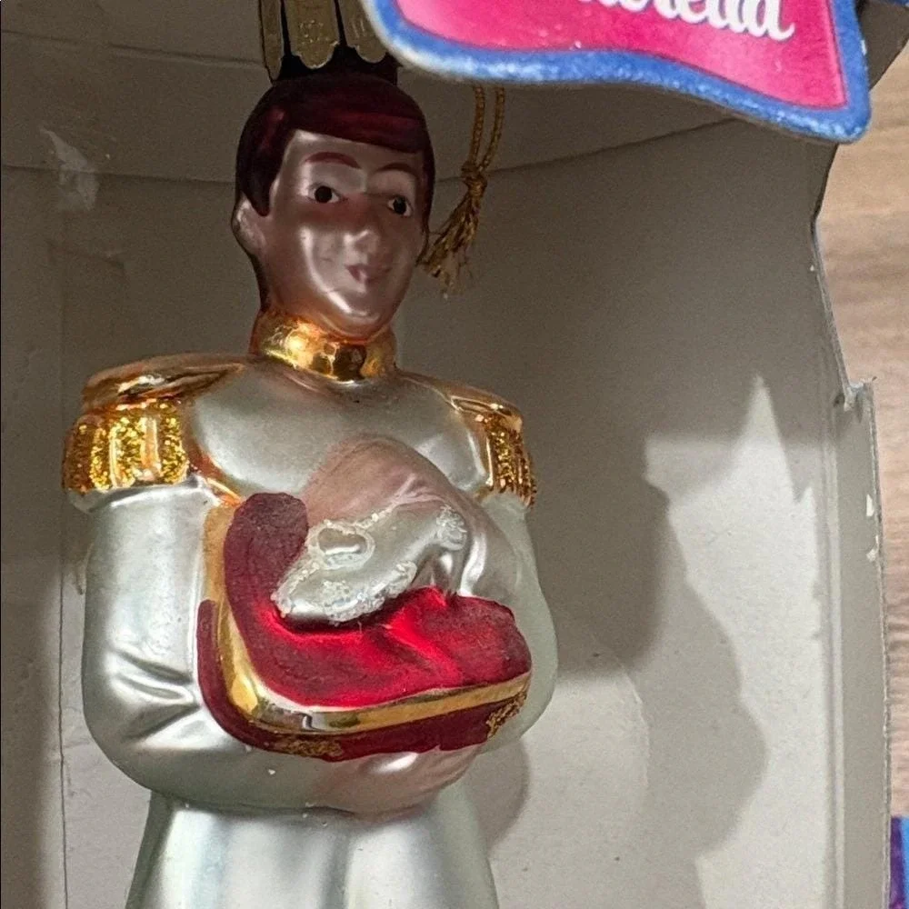 Disney Cinderella European Glass Ornament‎ Set Santa's Best 2000 NIB